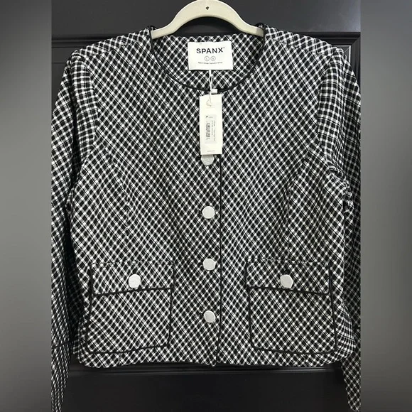 NWT SPANX Ponte Lady Jacket, Large in Black\White